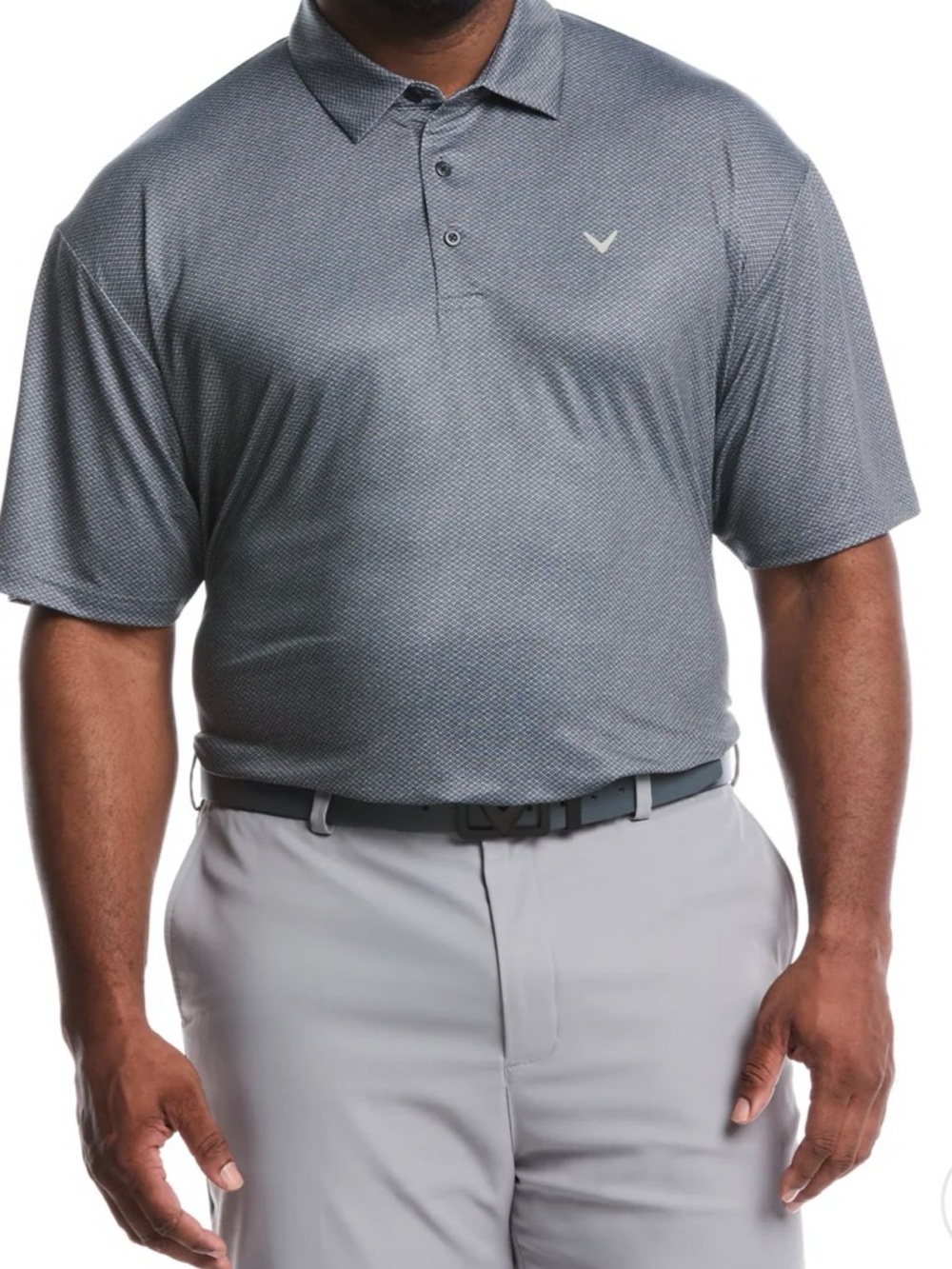 CALLAWAY MENS HEATHER GEO PRINT GOLF POLO BLACK/CAVIAR MEN’S LT